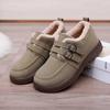 Модные женские повседневные хлопковые ботинки, однотонные, удобные, меховые мокасины, женская зимняя теплая обувь, женские туфли на плоской подошве с двойной пряжкой из плюша