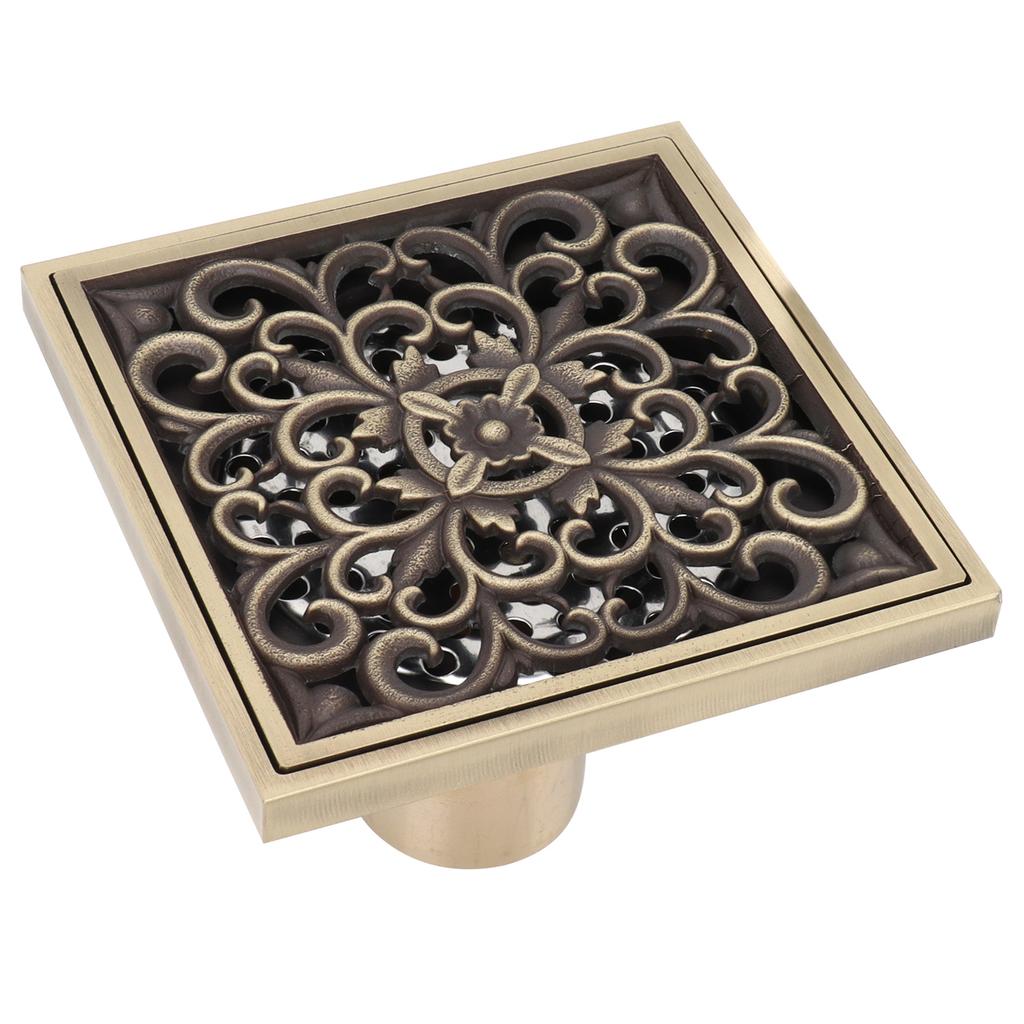 Floor Drain Antique Copper Shower Drain Kit for Home Hotel Bathroom Toilet 10x10cm