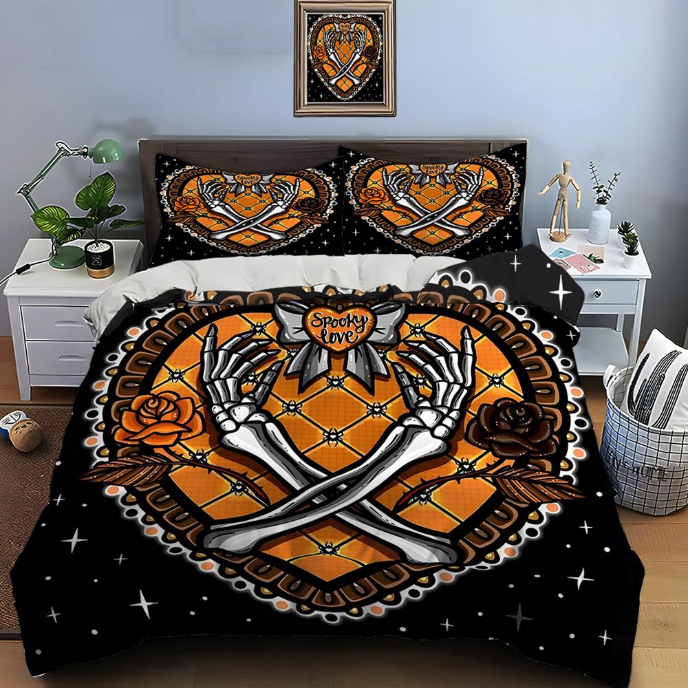 3PC Gothic Love Art Print Bedding Set Duvet Cover 1 Duvet Cover 2 Pillowcases Adult and Children Bedding Set Luxury Gifts