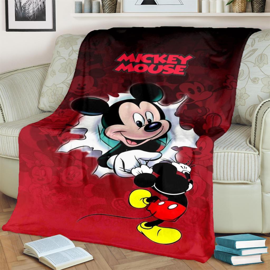 Comfortable Warm Printed Flannel Blanket Featuring Minnie & Mickey for Home, Sofa, Bed, Travel and Picnics