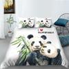Lovely Giant Panda Printed Bedding Single Double Bed Full Size Pillowcase and Quilt Cover 2 or 3 Animal Patterns Comfortable Home Decoration