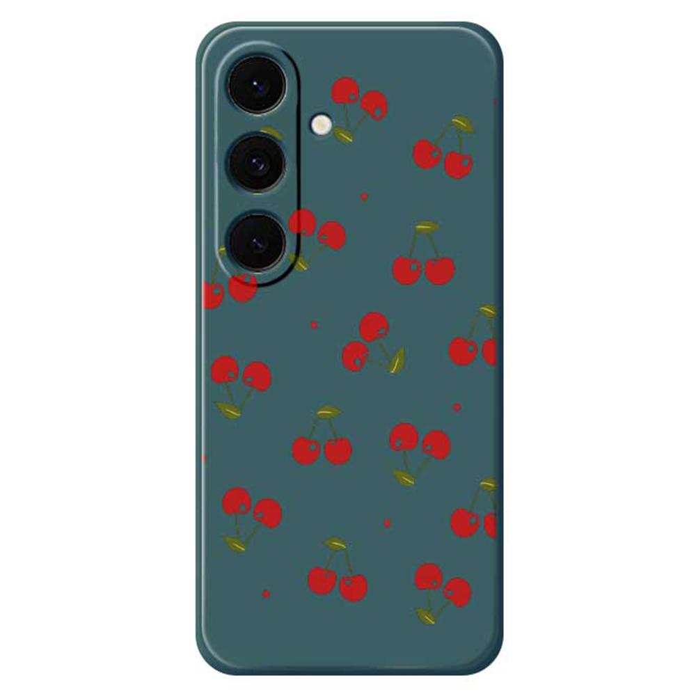 For Samsung Galaxy S25 FE Case Cherry Pattern Printing Straight Edge TPU Phone Back Cover