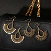 European & American Exotic Teardrop Fan Earrings: Vintage Style Hollowed-Out Threader for Women