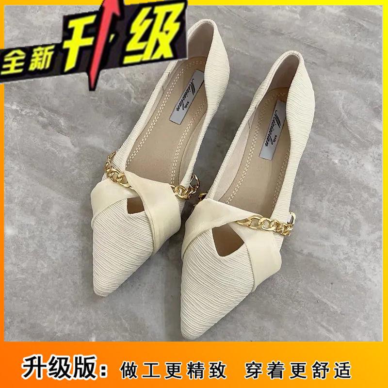 Pointed Single Shoes Women's Autumn Soft Soles 2025 New Summer Xiaoxiangfeng Light Mouth Black Flat Shoes Versatile Four-season Ladyshoes