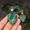 Natural Malachite, Moonstone Gemstone Copper Wire Wrap Pendant 2.56" J0h81
