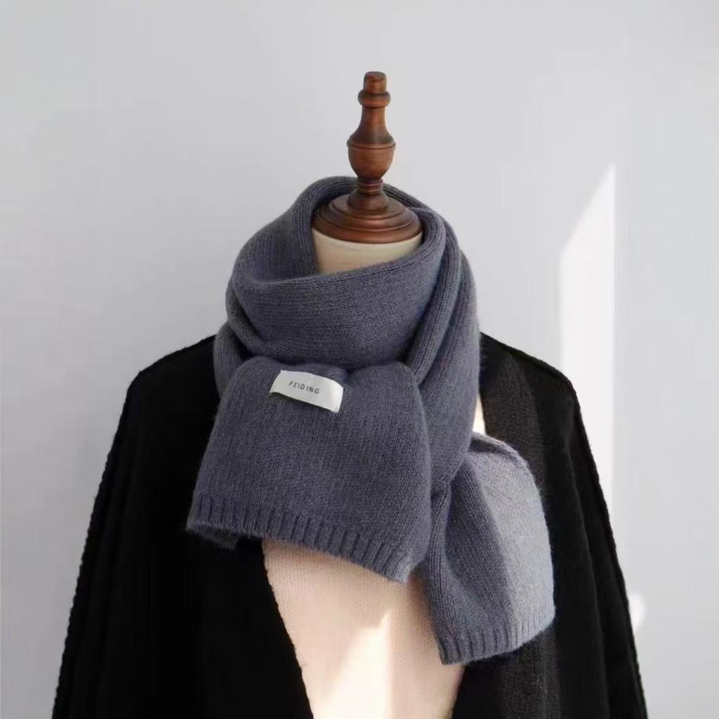 Корейский стиль зимний вязаный шарф длинный шейный платок модный однотонный шарф