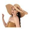 Women Straw Hat Wide Brim Breathable Lightweight Sun Protection Hat with Lace-up Bowknot Decor Sun Hat