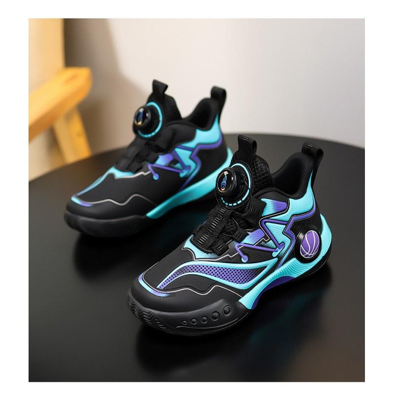 Boys Running Shoes Kids Lightweight Breathable Athletic Sneakers With Anti-Slip Sole Rotating Buckle
