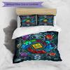 3pcs Duvet Cover Set (1*Duvet Cover + 2*Pillowcase, Without Core), Geometry Dash Print Bedding Set, Bedroom Decor, All‑Season, Birthday Gift