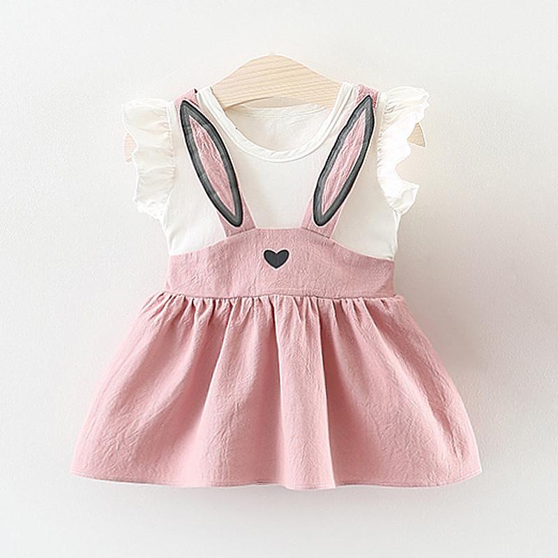 Милое повседневное платье для маленьких девочек из 2 предметов, летнее платье с мультяшным дизайном и трусы, комплекты костюмов из полипропиленовых брюк