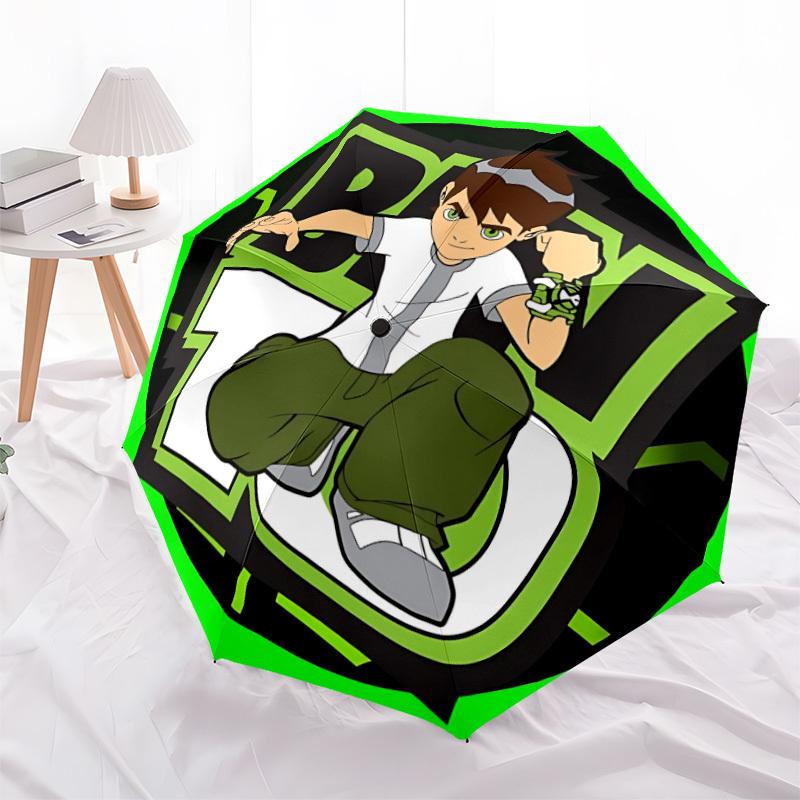 1pc Ben 10 Auto Folding Cute Umbrella - Compact 8-Rib Design, Durable Plastic & Iron, Perfect Gift for Friends & Family, Outdoor Umbrella, Fashionable