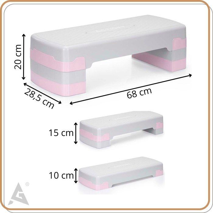 Stepper d'exercice - SPRINGOS - ACTIGET - Réglable - 3 niveaux de hauteur - Rose-gris