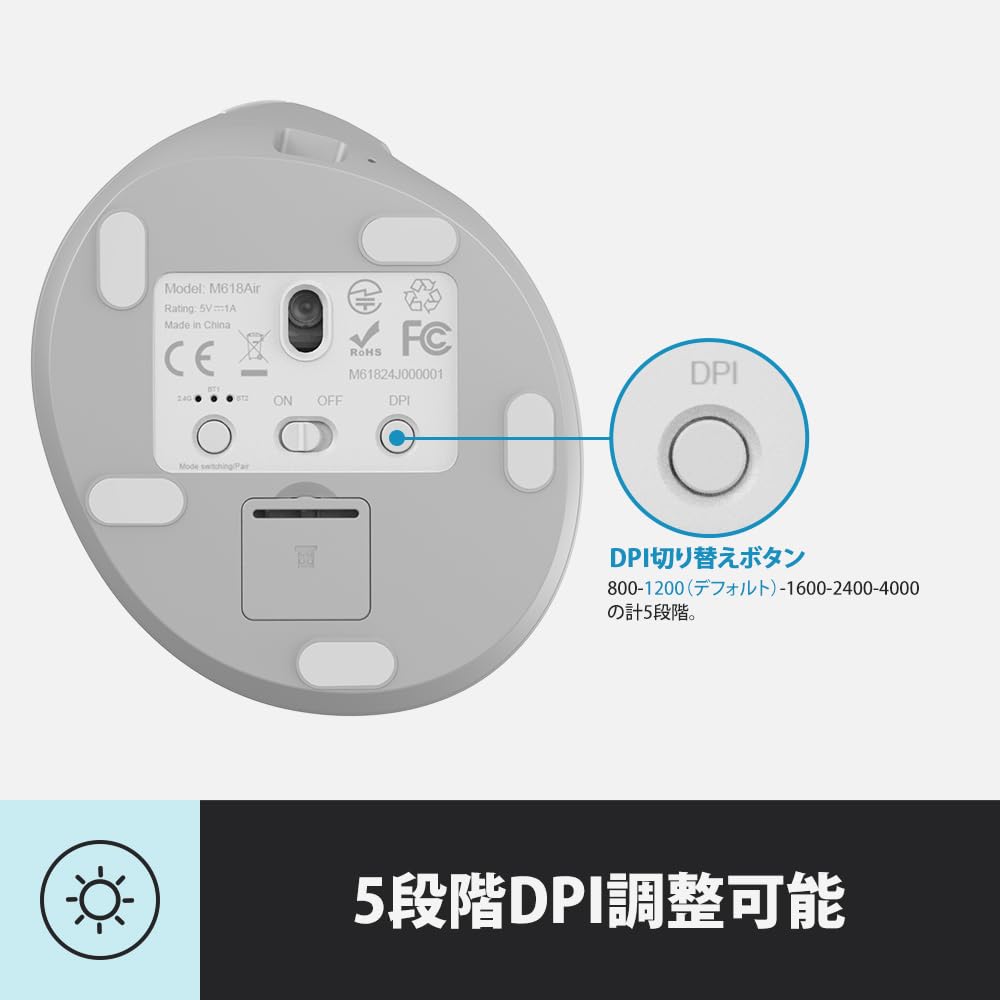 Delux Ergonomic Wireless Small Vertical 4000 Dual for Carpal and Hand for and Laptops Mouse, Hand, Lightweight, 84g, Mouse, DPI, 2.4G/Bluetooth 5.2