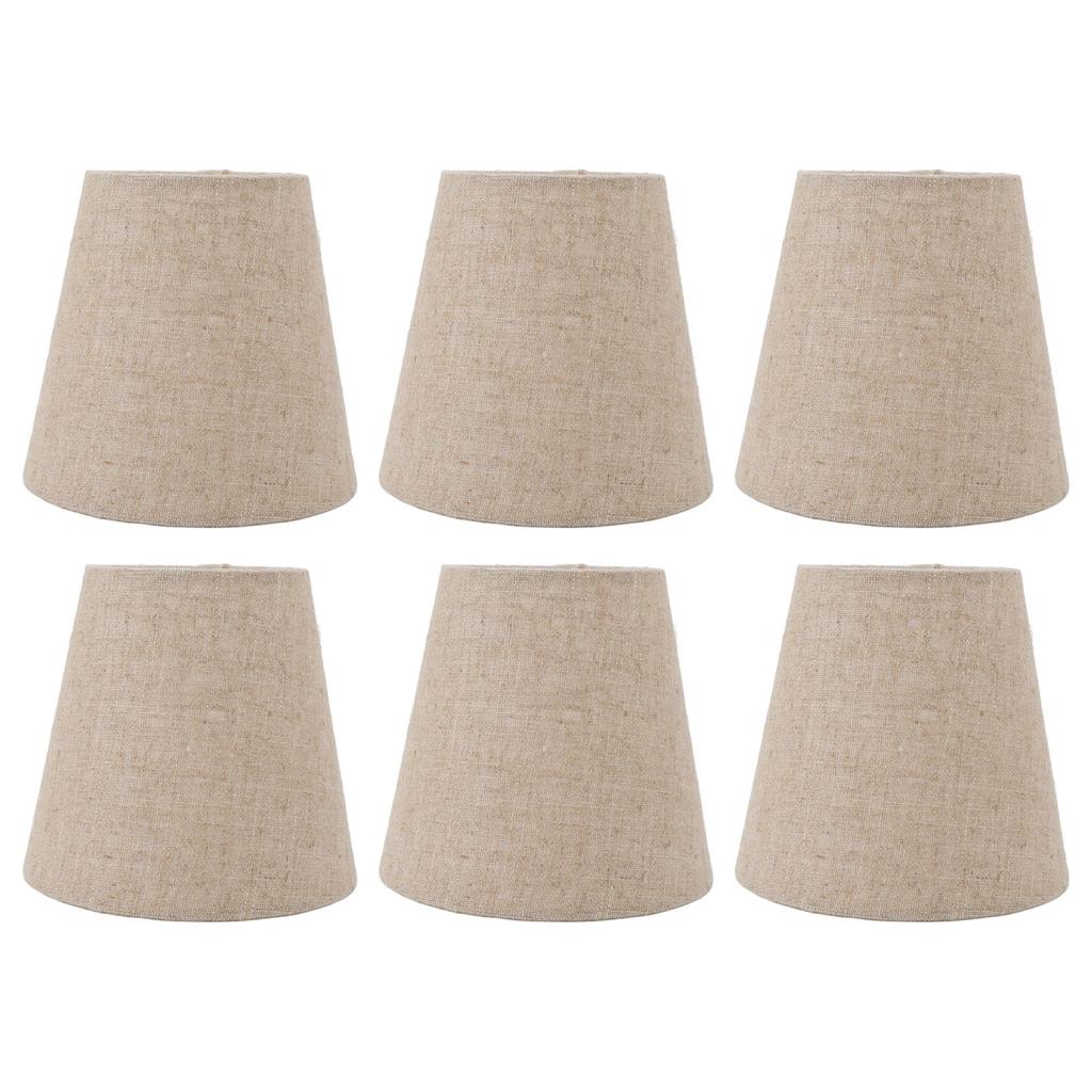 6Pcs Small Lamp Shade Clip On Drum Linen Fabric Lampshade for Candle Bulbs Lighting Accessories