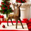 Reindeer Statue Resin Standing Deer Ornaments Creative Imitation Wood Geometric Deer Ornaments Christmas Reindeer Decorations