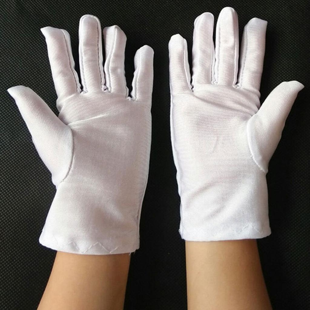 White Kids Gloves for Funeral Formal Tuxedo Parade Costume Gloves Cosplay Costume Dress for Party