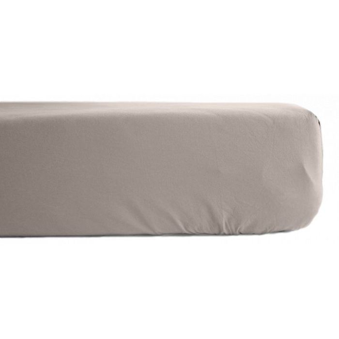Fitted Sheet Pure Combed Long Fiber Cotton Percale 80 Threads/cm² with 35 Cm Cap South Wind - Linen - 90 X 190 Cm 35 Cm Cap