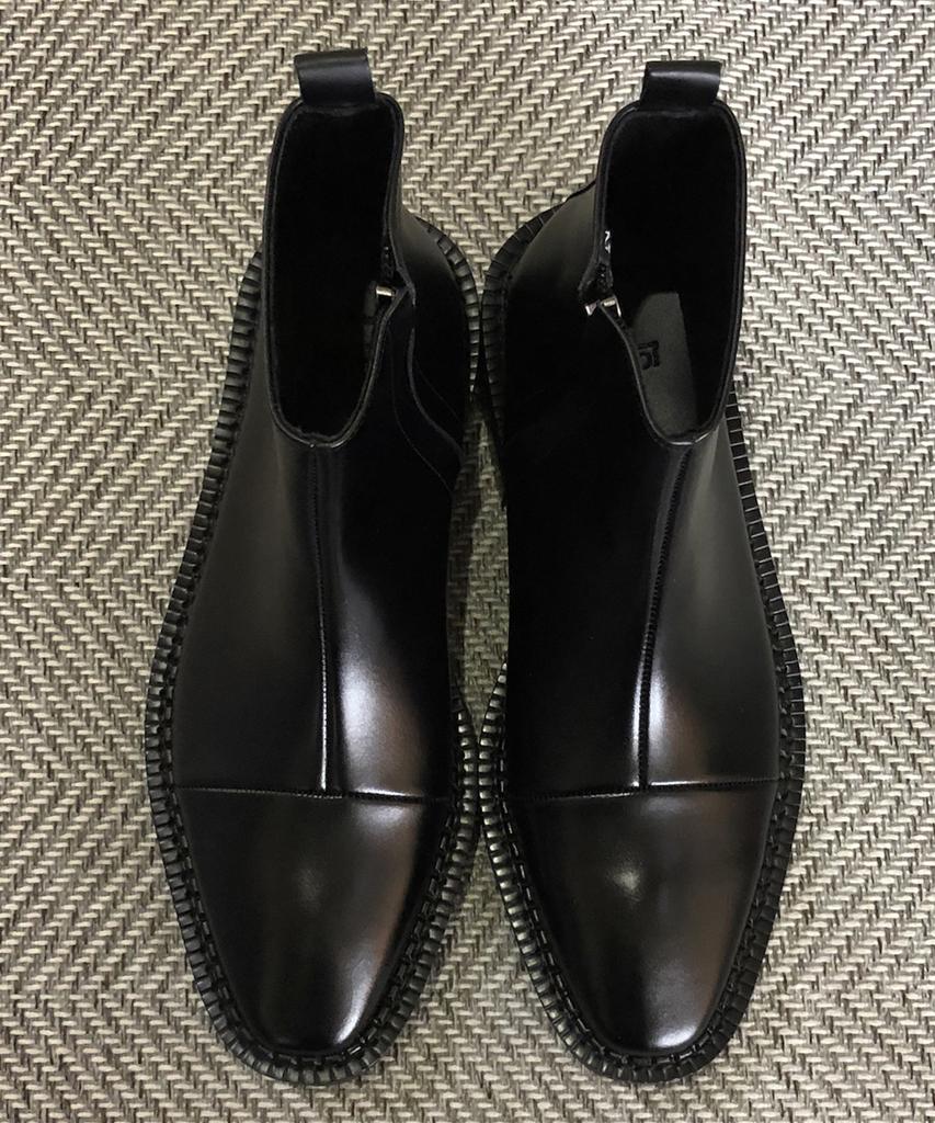 Joenshoe Bri-Fit Side Zipper Cut Worker Boots Black