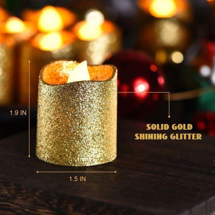 Bougies décoratives - AIMOONSA - AIMOONSA - Lot de 24 - 3,8 x 4,8 cm - Sans flamme
