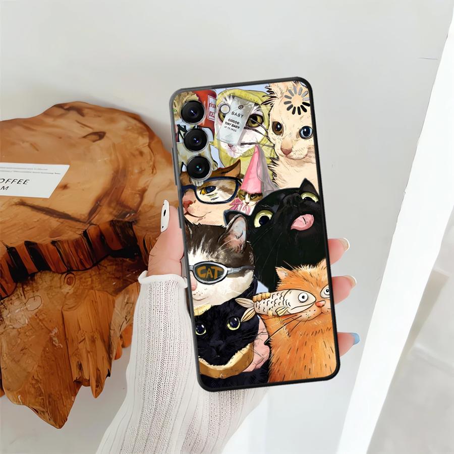 Чехол для Samsung Galaxy A55 A52 A36 A06 A57 A15 A73 A51 A25 A16 A53 A17 A37 A05 A23 Чехол для телефона A13 A50 A12 A70 A41 Мультяшный Кот