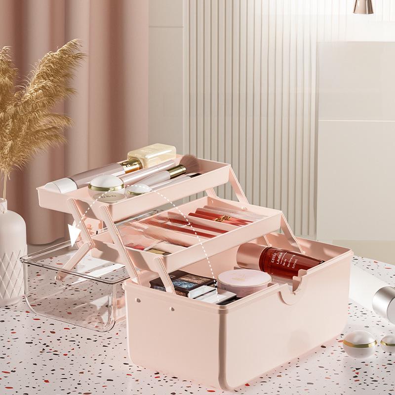 Настольный органайзер для косметики большой вместимости - кисти для макияжа, помада, тональный крем, лак для ногтей и маска, пылезащитный контейнер для хранения