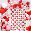 Hanging Valentine's Day Party Backdrop Foldable Streamers Curtains  Valentines Day