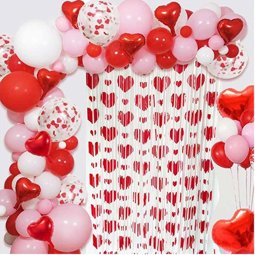 Hanging Valentine's Day Party Backdrop Foldable Streamers Curtains Valentines Day