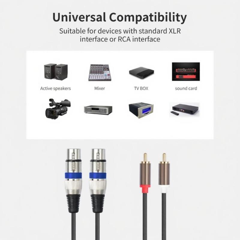 Double Female to Double Male Metal Texture Sound Cable Gold Plated Connectors Studio Grade Interconnects