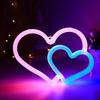 LED Neon Design Light Cross-border Christmas Gift Rainbow USB Decoration Small Night Light Dual Love Pink Cute Colored Light