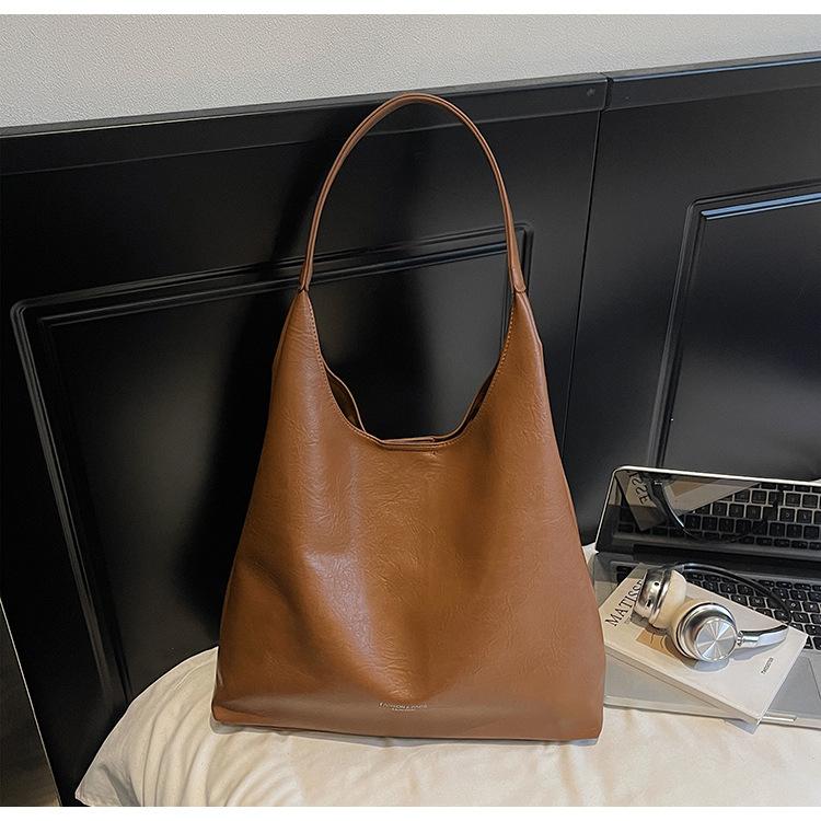 Вместительная сумка-тоут в стиле ретро для женщин, новая модная простая женская сумка через плечо 2025 года, большая вместимость, сумка-тоут для поездок на работу