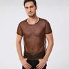 S-5XL Men CasuaI Tees Streetwear See-through Flash Tops Party Nightclub Shiny Short-sleeved T-shirts