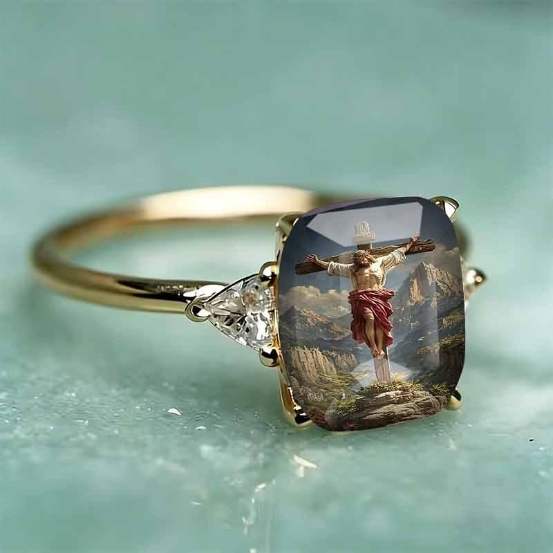 European and American style ring, classical retro oil painting atmosphere, printing, niche texture, artistic jewelry