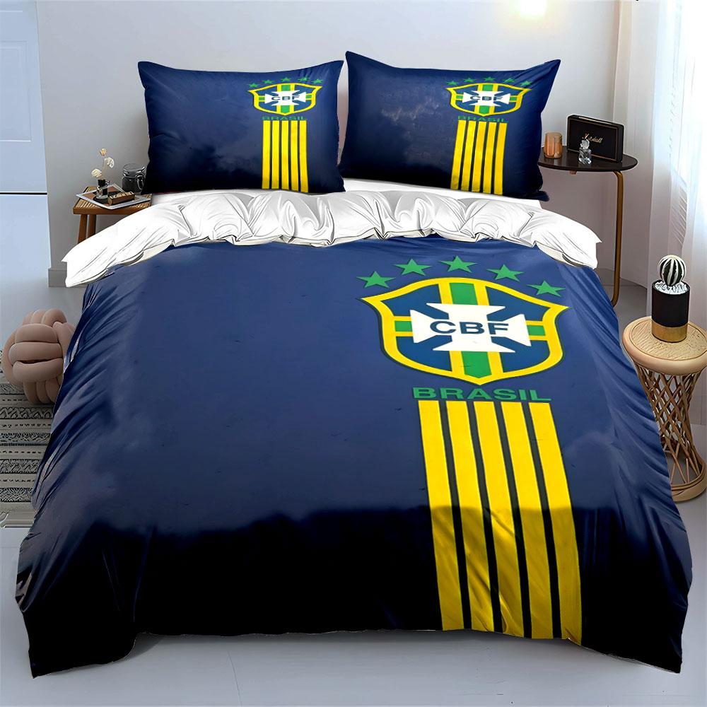 Brazilian football logo design. Bedding sets Duvet cover sets Duvet covers Pillowcases(1 * Duvet Cover 2 * Pillowcases, without duvet insert)