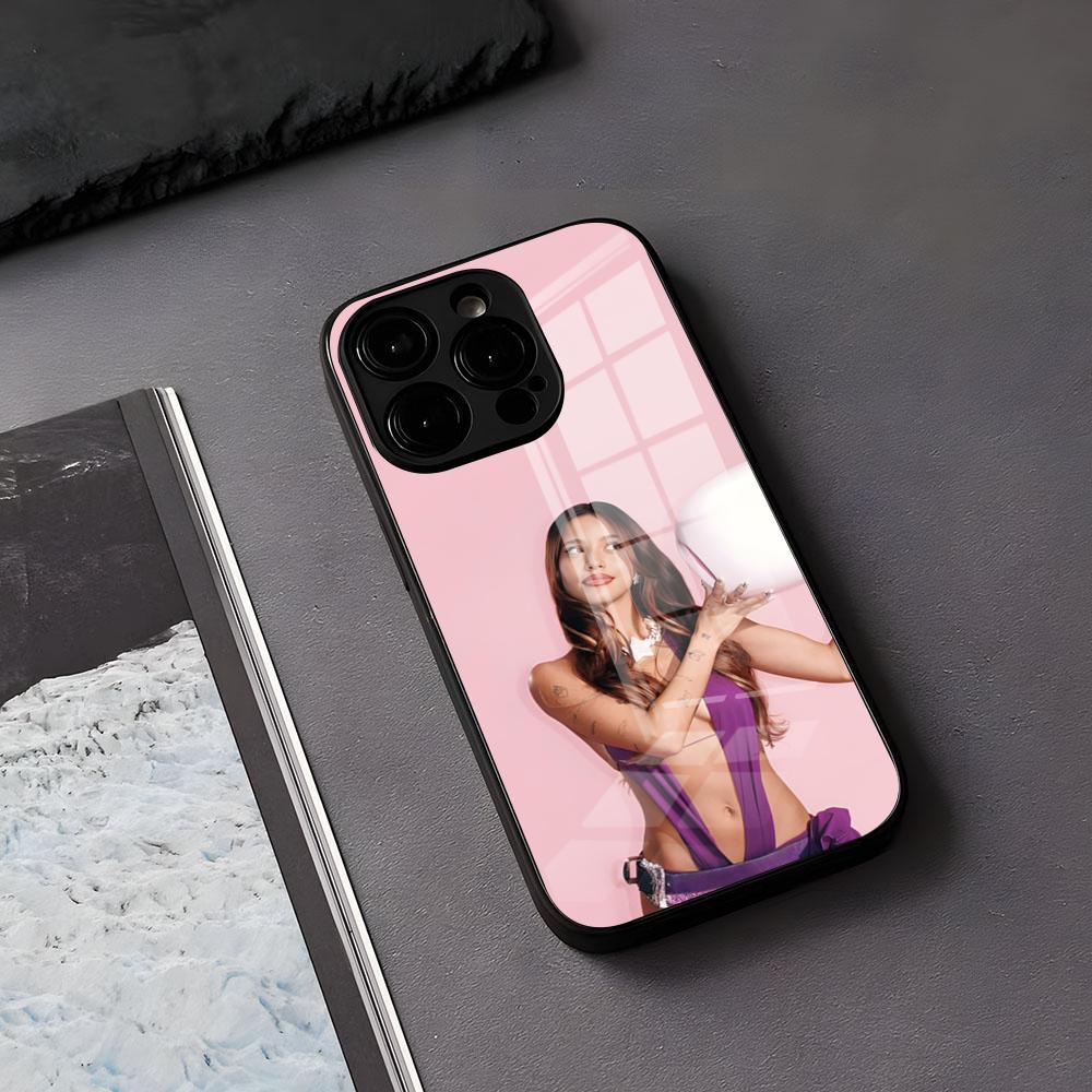 Чехол для телефона E-Emilia M-Mernes Singer для IPhone 17 Air 16 E Pro Max 15 14 13 Mini 12 Pro 11 Max Plus Черная стеклянная крышка