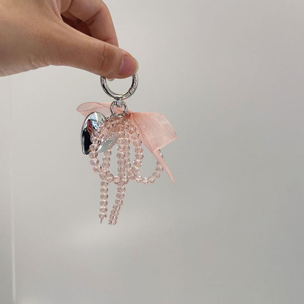 Bowknot Heart Pendant Keyring Phone Charm Detachable Phone Lanyard Butterfly Keychain Stylish Jewelry for Wallet Bag