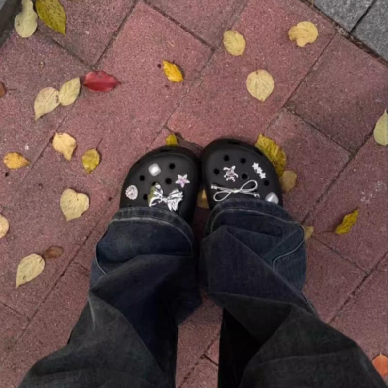 Подвеска для обуви Crocs DIY Серебряная бабочка Бриллиантовое сердце украшение для обуви Пряжка для Croc Подвески Отверстие Обувь Аксессуары