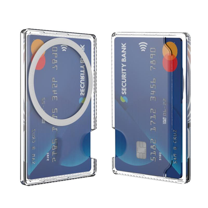 Transparent Magnetic Phone Card Case Back Cover For Iphone 12 For Magsafe For Samsung Xiaomi Huawei For Id Card Bank Card