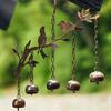 Perching Bird Hanging Wind Chime Weather-proof Vintage Metal Wind Bell Outdoor Garden Patio Hanging Wind Bell Decoration Ornament