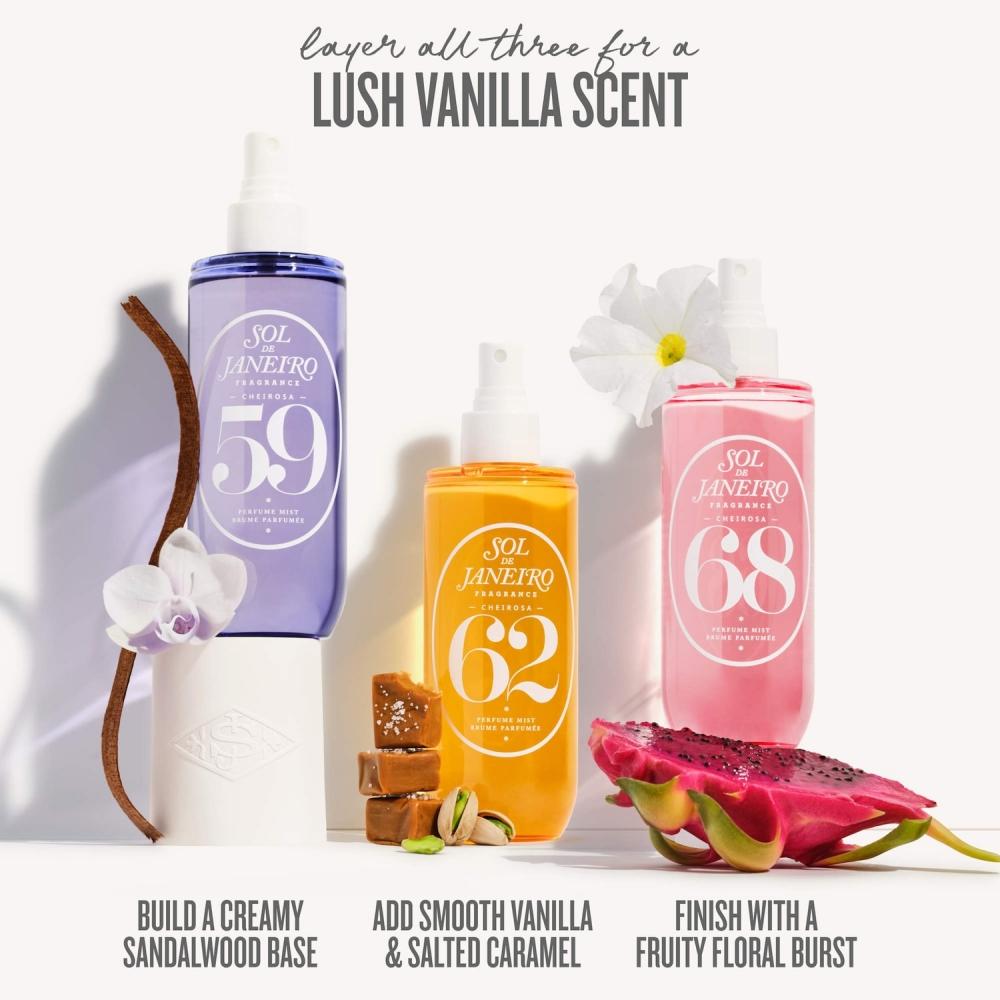 Sol De Janeiro Cheirosa 59 Delicia Парфюмированный спрей для волос и тела, многоразовый, 8,1 унции