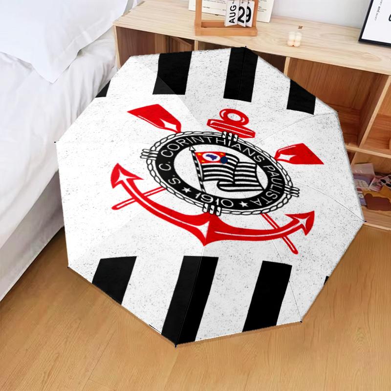 1PC Sport Club Football Crest Printed Umbrella Folding umbrella, automatic umbrella 8-Frame for Travel, camping Fan gifts Christmas Gifts