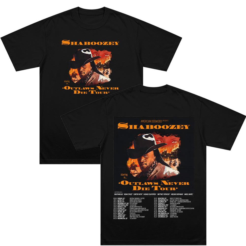 Shaboozey Outlaws Never Die Tour T-shirts O-neck Short Sleeve Tops Cotton Tee Shirt Fashion Unisex Casual Tops