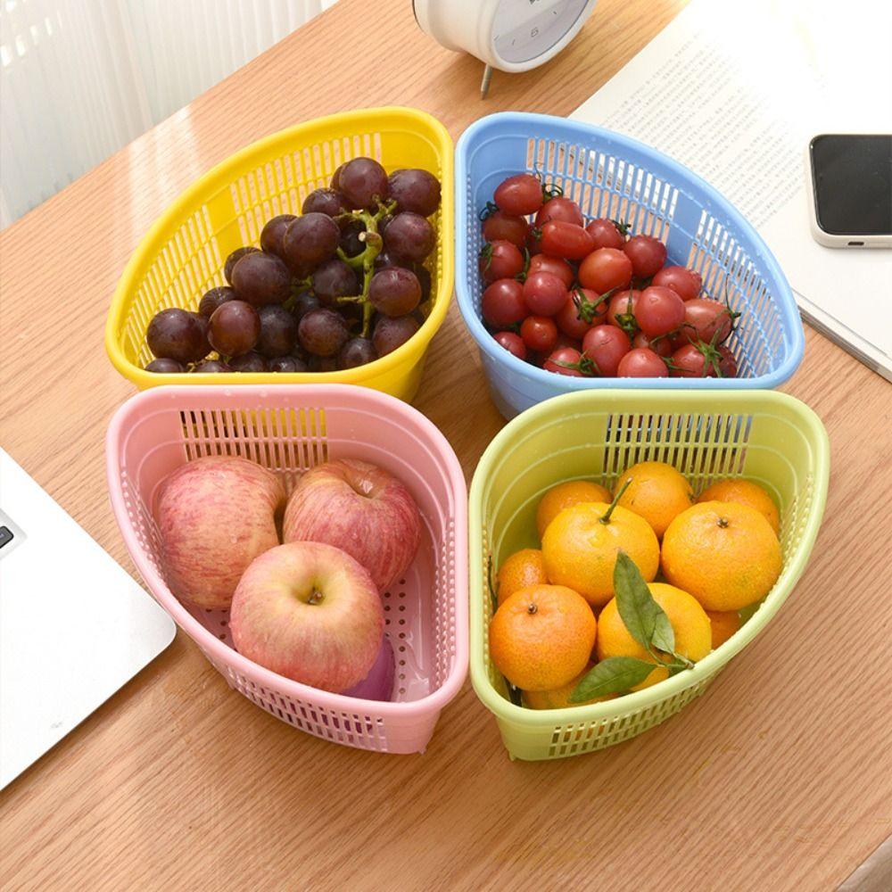 Contrasting Colors Triangular Sink Drain Basket Durable Vegetable Drain Basket