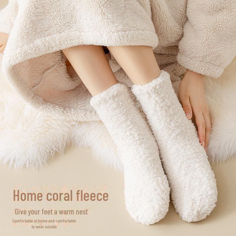 Толстые теплые носки Zhuji Coral Fleece для женщин и мужчин — идеально подходят для осени и зимы