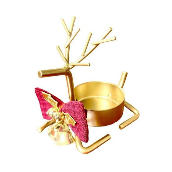 Yousheng Christmas Reindeer Tealight Candle Holder Gold Iron Decoration for Table Window Versatile Christmas Holiday Decor