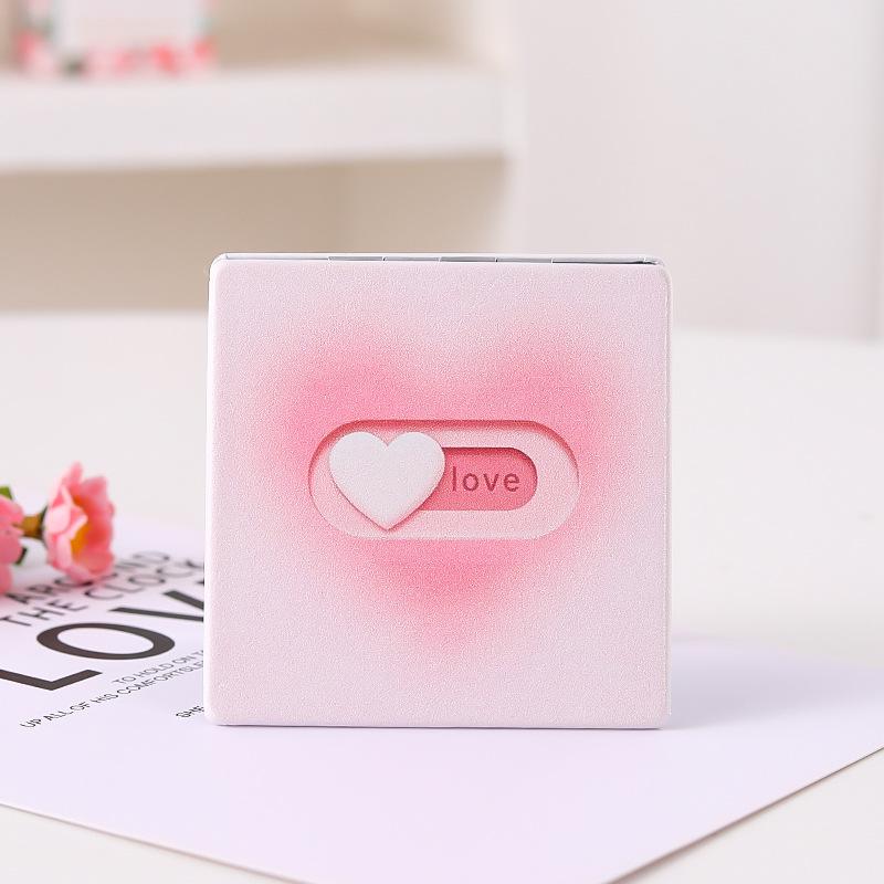 Chic Heart-Shaped Portable Folding Handheld Double-Sided Mirror