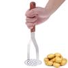 Garlic Wooden Handle Stainless Steel Heavy Duty Potato Masher Cooking Tool Press Crusher Pusher
