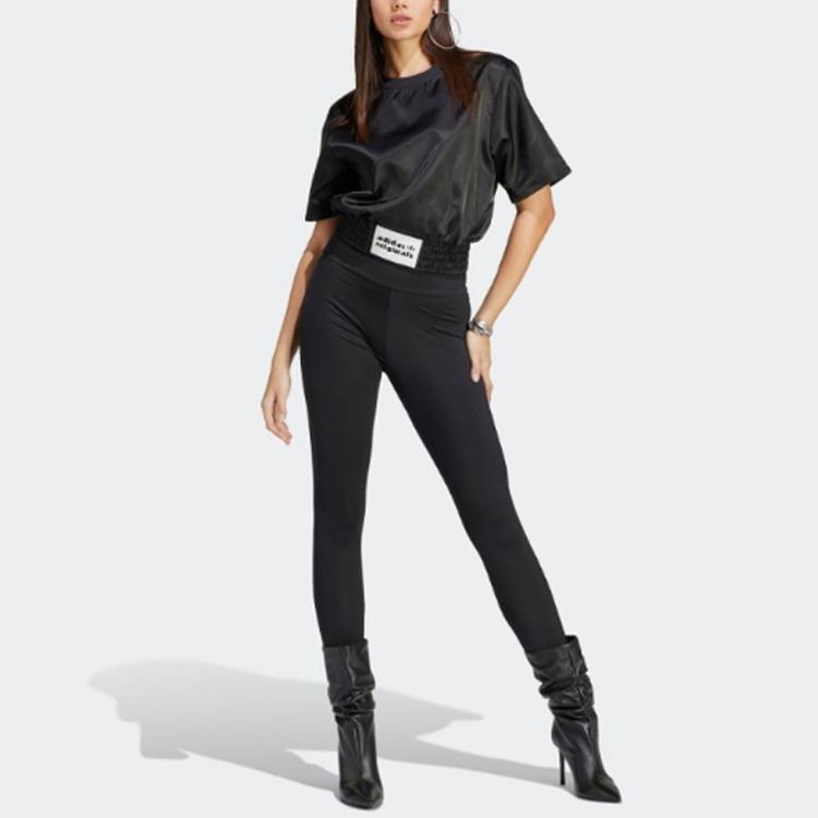 Adidas Укороченная футболка с логотипом Originals Spicy Girls, женские топы, черные IC8540