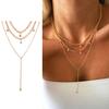 2023 New Korean Sexy Necklace Luxury Simple Necklace Girl Student Cute Three Piece Sweater Chain Party Versatile Tassel Women Accessories