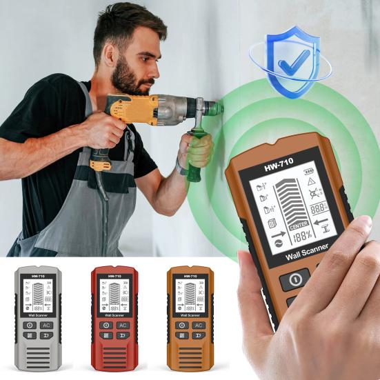 Ручной металлоискатель с ЖК-дисплеем, высокоточный многофункциональный портативный сканер проводов и труб с питанием от батареи