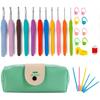 11 Sizes Crochet Hooks Set 2mm-8mm Ergonomic Soft Grip Handle Crochet Needles Yarn Weave Knitting Needles Set With Bag